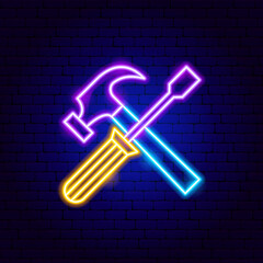 Screwdriver Hammer Neon Sign
