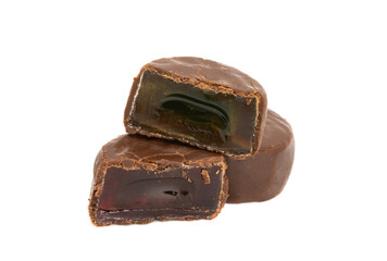 chocolate jelly candies isolated