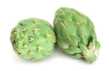 Fototapeta premium green artichokes on white background