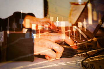 Forex market background, trading on the currency market Forex. Currency exchange rate for world currency: US Dollar, Euro, Frank, Yen. Financial, money, global finance, stock market background.	
