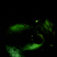 Obraz na płótnie Canvas Far-out planets in a space. 3D rendering.