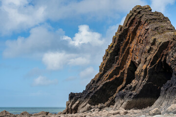 Fototapeta na wymiar Beautiful landscape image of Blackchurch Rock on Devonian geological formation on beautiful Spring day