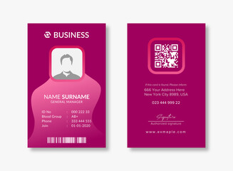 ID Card Template with an author photo place | Office modern and gradient Layout concept | office or Employee Id Card for Business or Company	