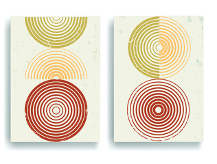 Poster with various geometrical elements in modern art style . Minimal design with geometric shapes . Trendy brochure . Vector illustration .