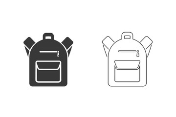 Backpack icon set in flat style. Vector sign