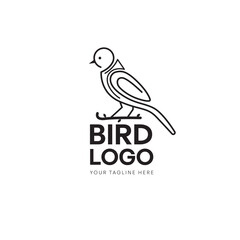 Fototapeta premium Black and White Bird Minimal Logo Design