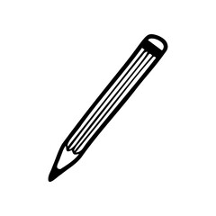 Hand drawn graphite pencil, school, office items isolated on a white background. Doodle, simple outline illustration. It can be used for decoration of textile, paper.