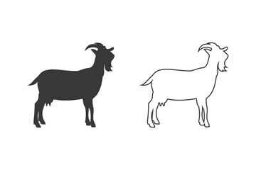 Farm Animals Goat Icon Set Vector Illustration