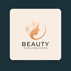 Beauty gold logo design inspiration. Logo can be used for icon, brand, identity, head, woman, face, decoration, nature, and spa