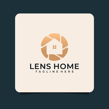 Lens home gradient logo vector inspiration. Logo can be used for icon, brand, identity, estate, architecture, photography, and business company