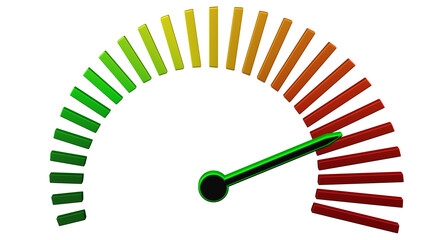 Escalation meter with black and green thin arrow.