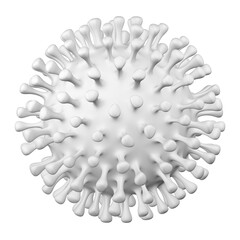 White coronavirus, isolated on white background. Macro. 3d rendering.