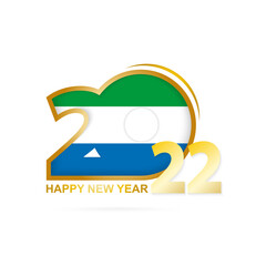 Year 2022 with Sierra Leone Flag pattern. Happy New Year Design.