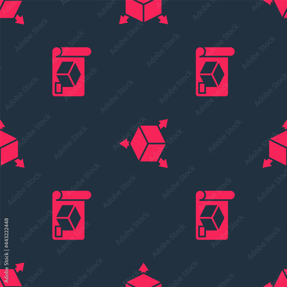 Poster set graphing paper for engineering and isometric cube on seamless pattern. vector