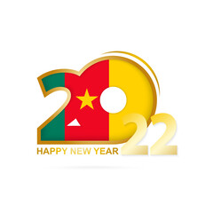 Year 2022 with Cameroon Flag pattern. Happy New Year Design.