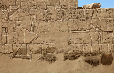 Wall relief, Karnak temple complex Luxor Egypt

