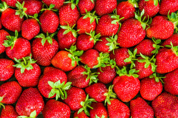 Background from fresh ripe strawberries close up