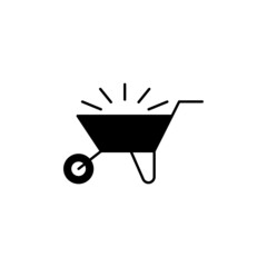 Fototapeta na wymiar Emty Barrow construction, wheelbarrow icon in solid black flat shape glyph icon, isolated on white background 