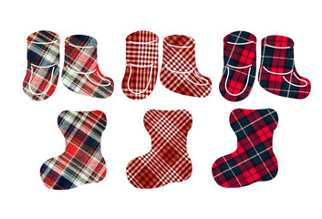 Children's boots and socks in a cage. Can be used as stickers, decorative element, magnets, cut out and turned into decorations, used as a figured postcard glued to fabric.