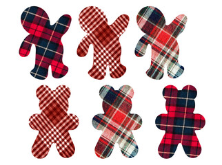 Gingerbread figures with a checkered background. It can be used as a decorative element, magnets, stickers, cut out and turned into decorations, used as a figured postcard, applied to fabric.