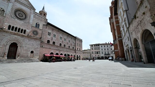 square of republic in center city of foligno