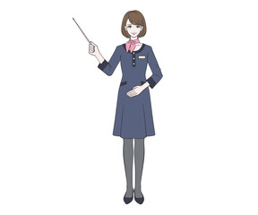 指し棒で説明をする受付嬢