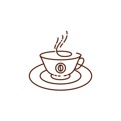cup of coffee continuous line art  logo design vector illustration