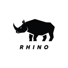 rhino wildlife animal silhouette logo design vector illustration