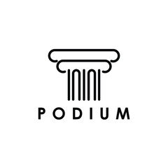 podium greek roman architecture pillar column lawyer logo design vector