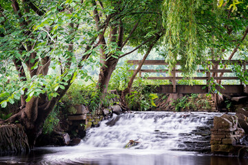Waterfall in Wellholme Park, Brighouse, UK