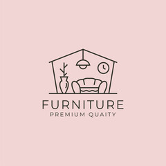 furniture logo vector line art icon symbol illustration design
