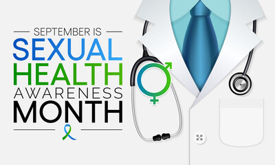 Sexual Health awareness month is observed every year in September,  it is important for our overall health and wellbeing. It includes the right to healthy relationships, Vector illustration.