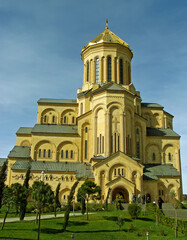 Fototapeta na wymiar The largest cathedral in Georgia, is one of the ten largest Orthodox churches in the world. 