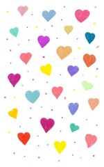Hand drawn colored pencil hearts