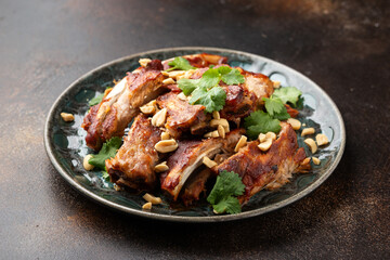 Chinese Pork ribs with peanuts and coriander
