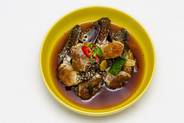 Korean food Raw crabs marinated in soy sauce which is called Ganjang-gejang