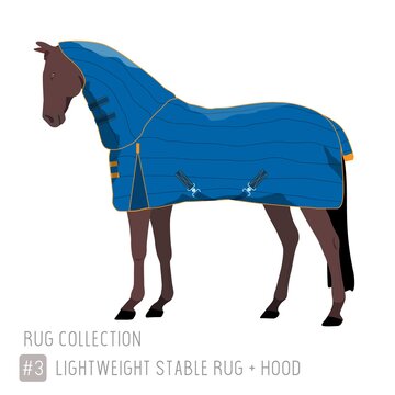 Lightweight Stable Rug with Hood on Bay Horse