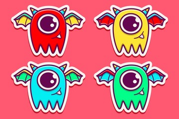 cute monster cartoon doodle design for coloring, backgrounds, stickers, logos, symbol, icons and more
