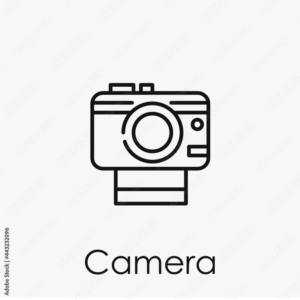 Poster camera vector icon. editable stroke. symbol in line art style for design, presentation, website or a