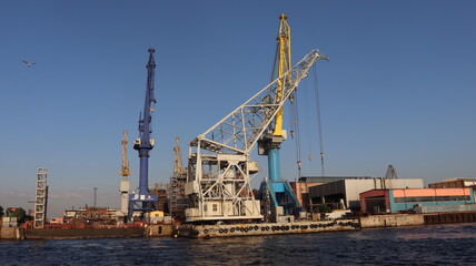 Fototapeta na wymiar city industria lport view with cranes