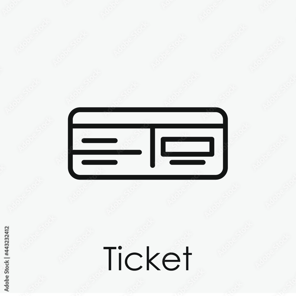 Poster ticket vector icon. editable stroke. symbol in line art style for design, presentation, website or a