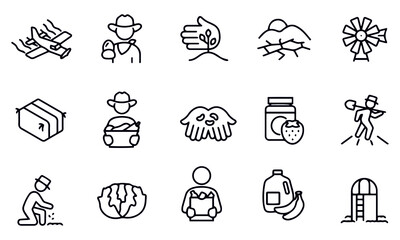 Agriculture and Farming Thin Line Icons