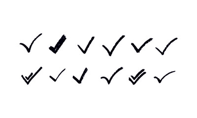Black Hand Drawn Checkmarks icons vector design 