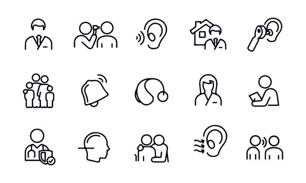 Audiology Thin Line Icons vector design 