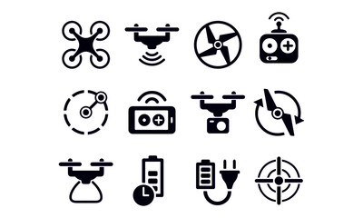 Drone and quad copter icons and symbols