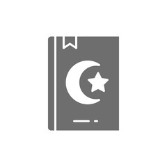 Koran, Quran, holy book for muslims gray icon.