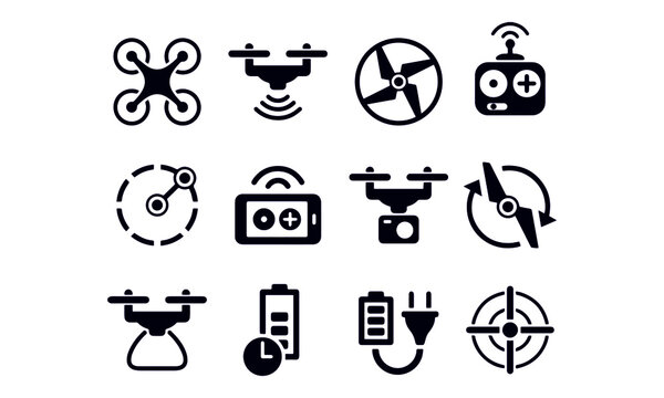 Drone And Quad Copter Icons And Symbols