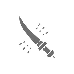 Shamshir sword, saber, arabian weapon gray icon.