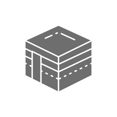 Mecca, religious building of Hejaz, landmark of Saudi Arabia gray icon.