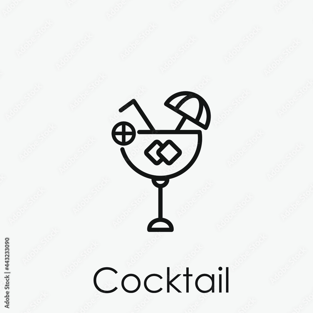 Poster cocktail vector icon. editable stroke. symbol in line art style for design, presentation, website or